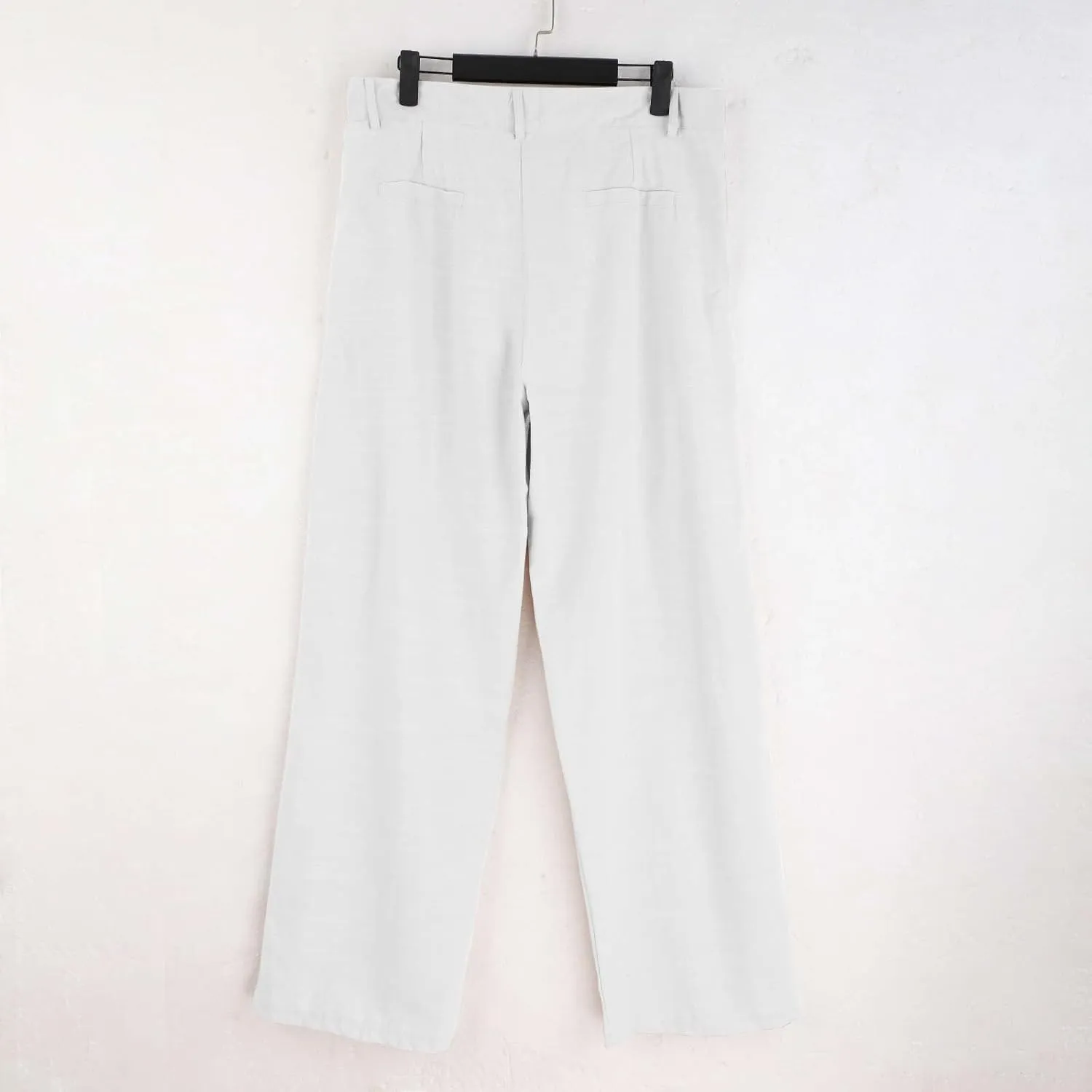 Mens Linen Pants Big and Tall Classic Flat Front Chino Pants Casual Lightweight Straight Leg Summer Beach Trousers