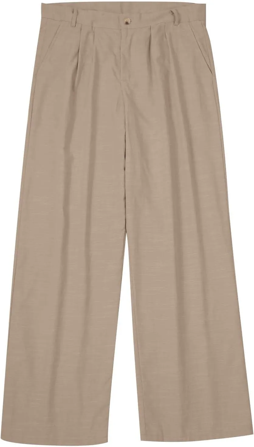 Mens Linen Pants Big and Tall Classic Flat Front Chino Pants Casual Lightweight Straight Leg Summer Beach Trousers