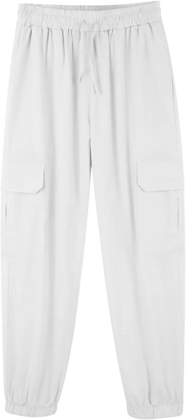 Mens Linen Pants Big Tall Casual Drawstring Elastic Waist Beach Yoga Pants Summer Lightweight Trouser with Pockets