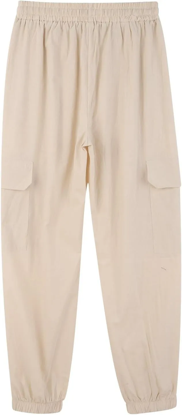 Mens Linen Pants Big Tall Casual Drawstring Elastic Waist Beach Yoga Pants Summer Lightweight Trouser with Pockets