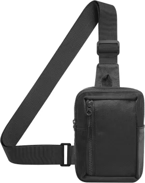 Mini Sling Bag for Men and Women, 7.5 Inch Small Anti Theft Crossbody Sling Backpack Nylon Chest Bag Fanny Pack for Travel Running Hiking (Black)