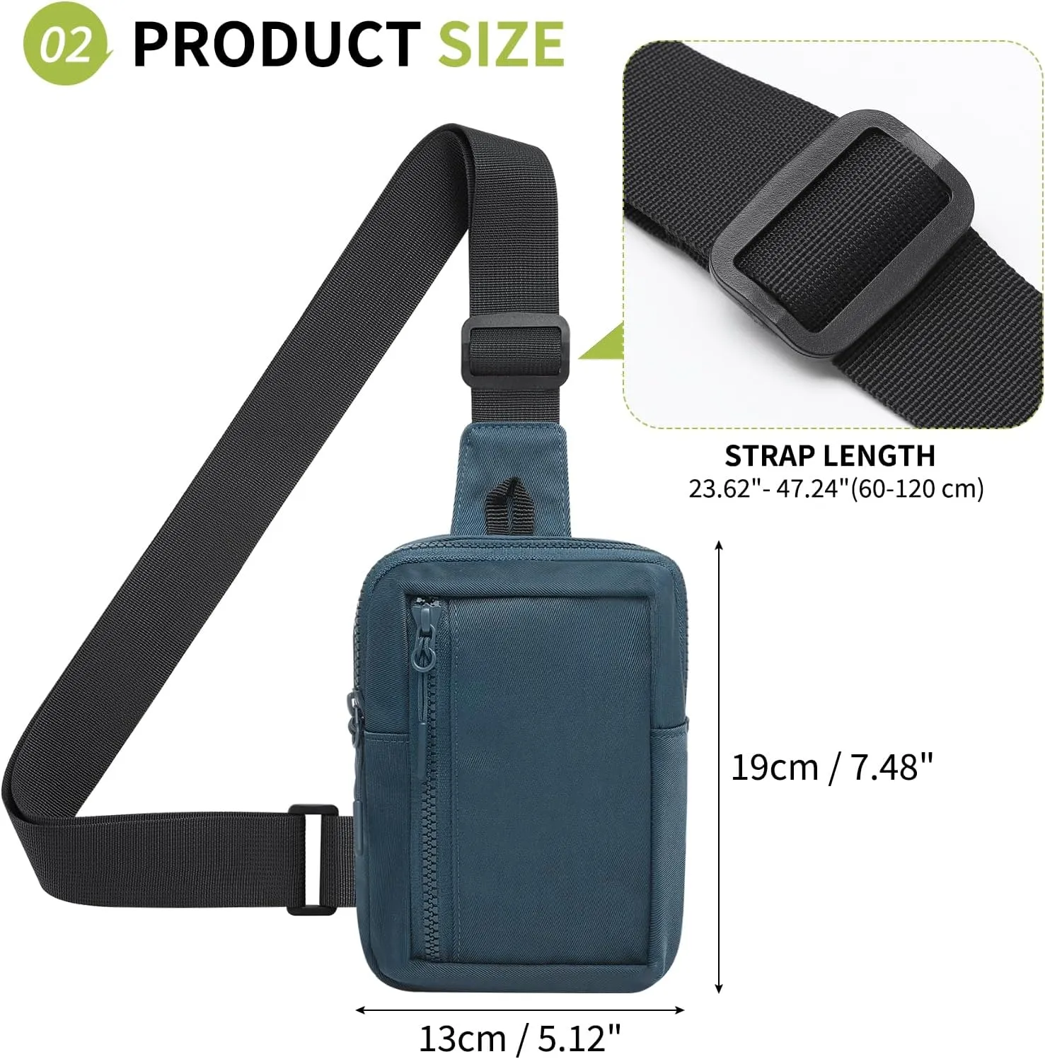 Mini Sling Bag for Men and Women, 7.5 Inch Small Anti Theft Crossbody Sling Backpack Nylon Chest Bag Fanny Pack for Travel Running Hiking (Dark Blue)