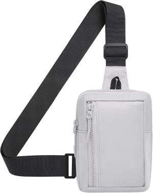Mini Sling Bag for Men and Women, 7.5 Inch Small Anti Theft Crossbody Sling Backpack Nylon Chest Bag Fanny Pack for Travel Running Hiking (Light Grey)
