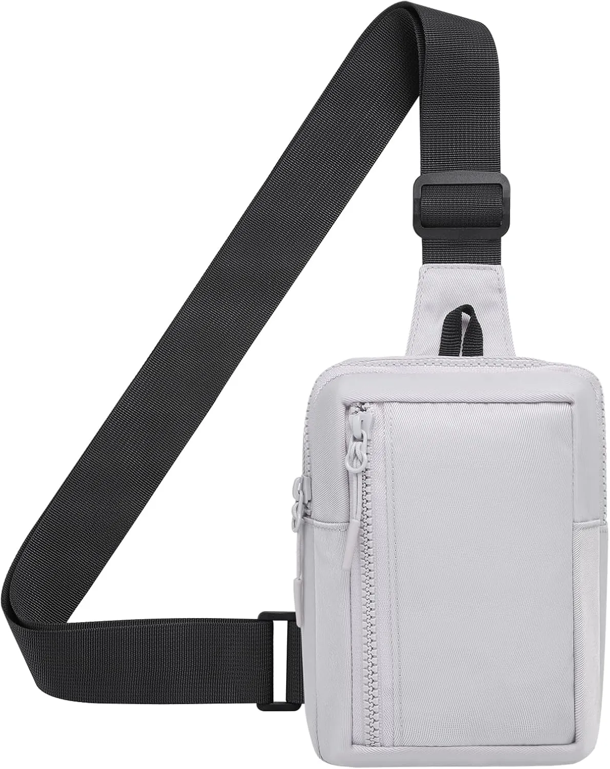 Mini Sling Bag for Men and Women, 7.5 Inch Small Anti Theft Crossbody Sling Backpack Nylon Chest Bag Fanny Pack for Travel Running Hiking (Light Grey)