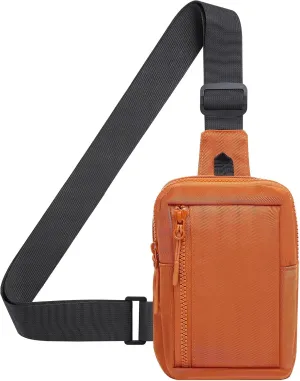 Mini Sling Bag for Men and Women, 7.5 Inch Small Anti Theft Crossbody Sling Backpack Nylon Chest Bag Fanny Pack for Travel Running Hiking (Orange)