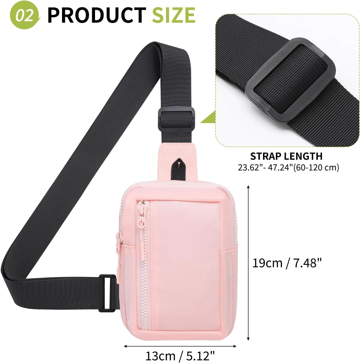 Mini Sling Bag for Men and Women, 7.5 Inch Small Anti Theft Crossbody Sling Backpack Nylon Chest Bag Fanny Pack for Travel Running Hiking (Pink)
