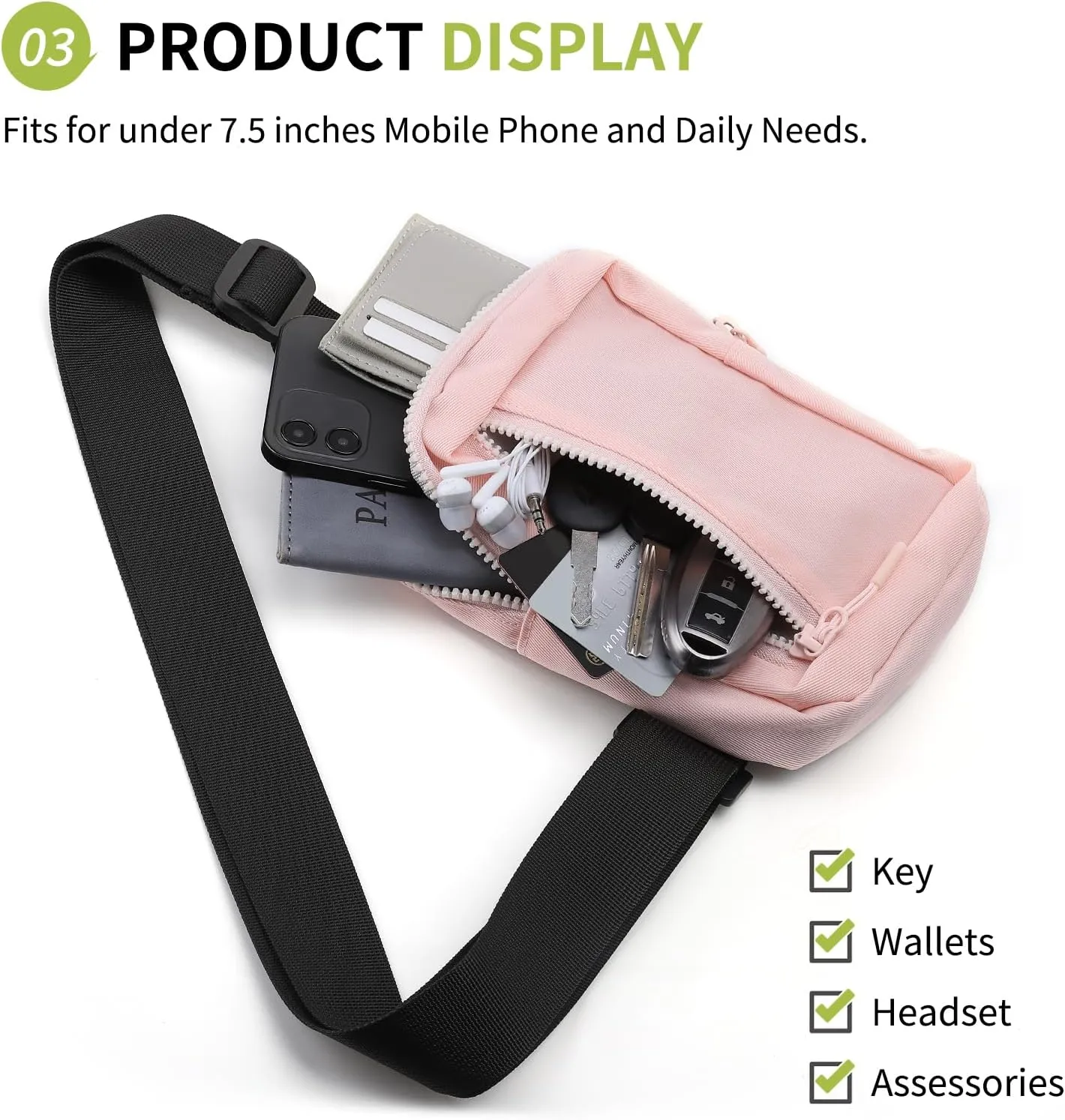 Mini Sling Bag for Men and Women, 7.5 Inch Small Anti Theft Crossbody Sling Backpack Nylon Chest Bag Fanny Pack for Travel Running Hiking (Pink)