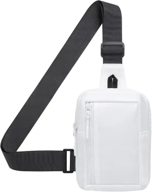 Mini Sling Bag for Men and Women, 7.5 Inch Small Anti Theft Crossbody Sling Backpack Nylon Chest Bag Fanny Pack for Travel Running Hiking (White)