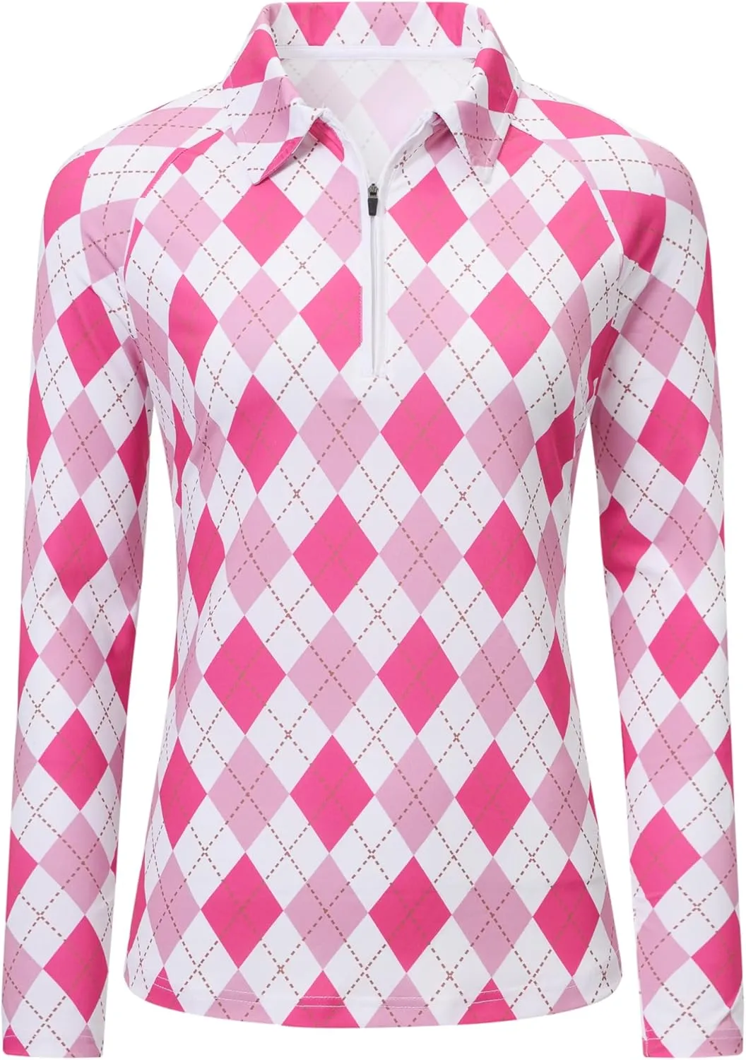 MoFiz Women's Long Sleeve Golf Polo Shirt Zip-Up Quick Dry Activewear Tennis Shirts Athletic Casual Tops with Collar