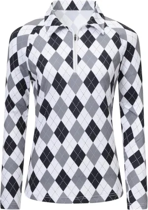MoFiz Women's Long Sleeve Golf Polo Shirt Zip-Up Quick Dry Activewear Tennis Shirts Athletic Casual Tops with Collar