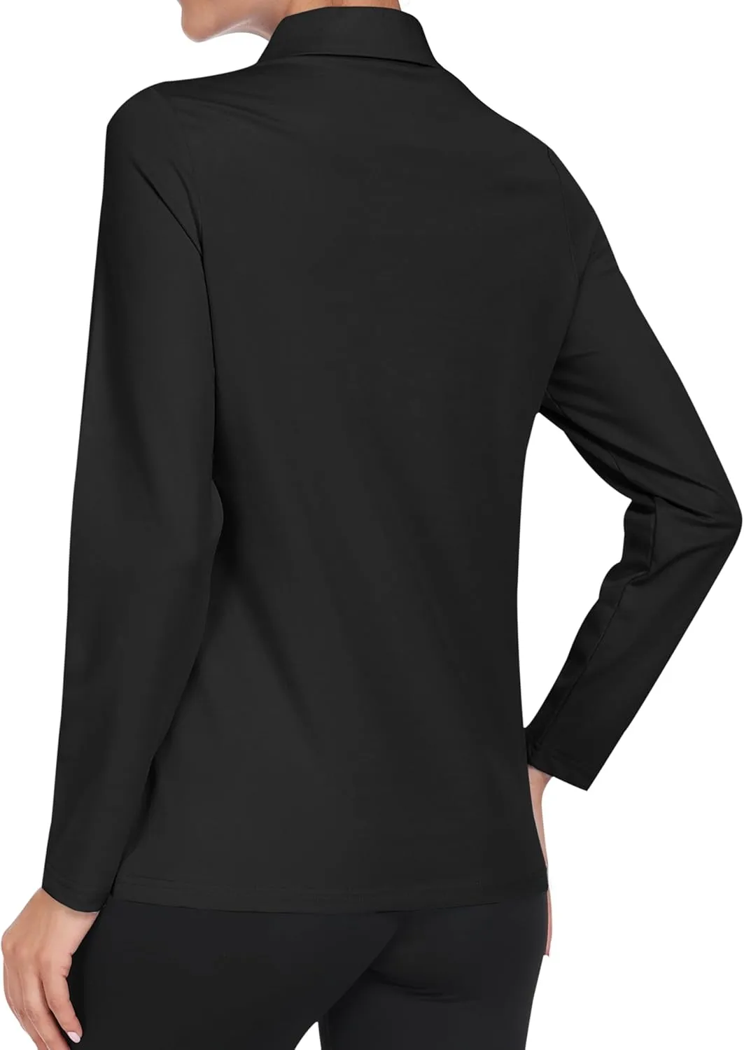 MoFiz Women's Long Sleeve Golf Polo Shirt Zip-Up Quick Dry Activewear Tennis Shirts Athletic Casual Tops with Collar