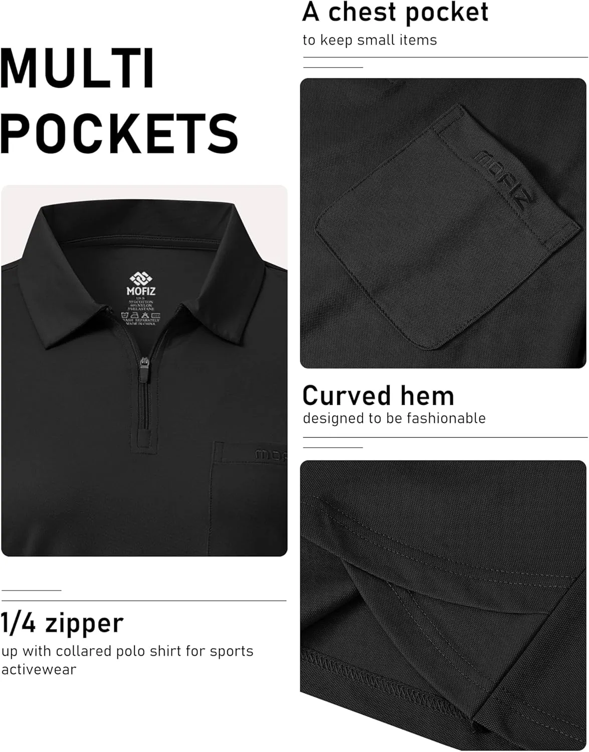 MoFiz Women's Long Sleeve Golf Polo Shirt Zip-Up Quick Dry Activewear Tennis Shirts Athletic Casual Tops with Collar