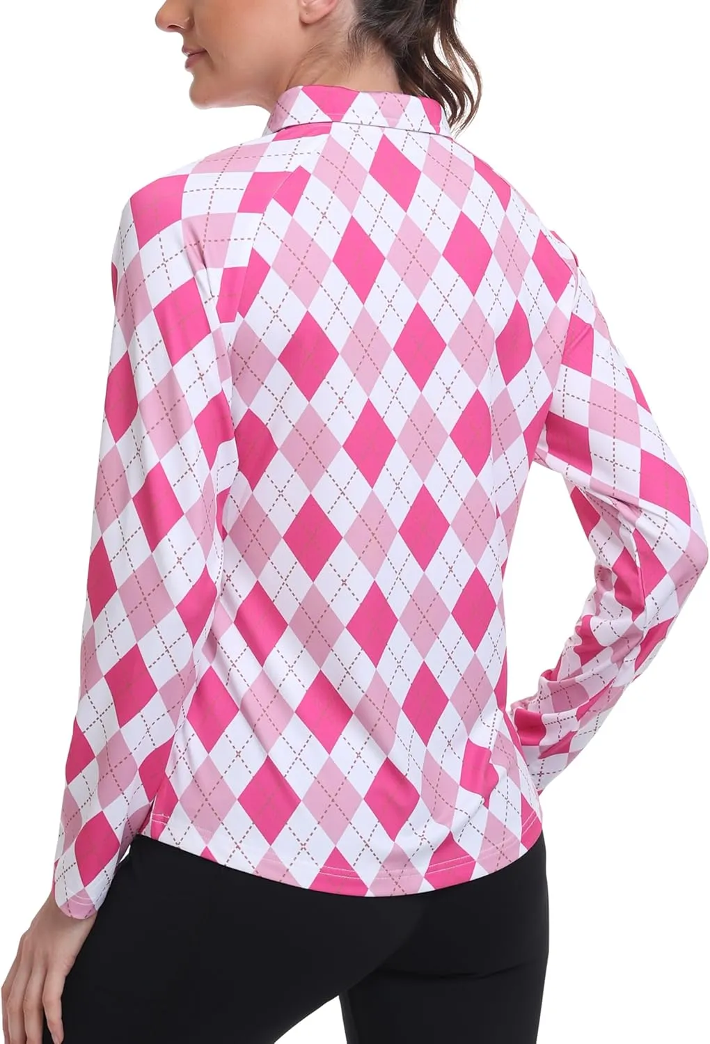 MoFiz Women's Long Sleeve Golf Polo Shirt Zip-Up Quick Dry Activewear Tennis Shirts Athletic Casual Tops with Collar