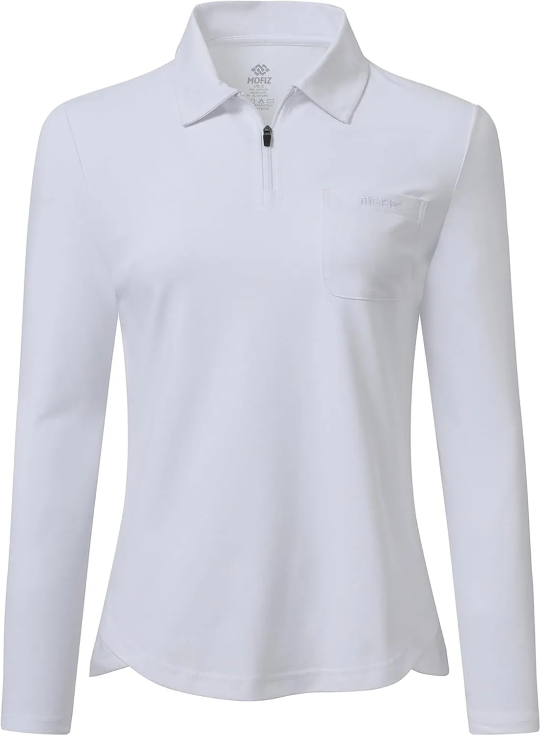 MoFiz Women's Long Sleeve Golf Polo Shirt Zip-Up Quick Dry Activewear Tennis Shirts Athletic Casual Tops with Collar