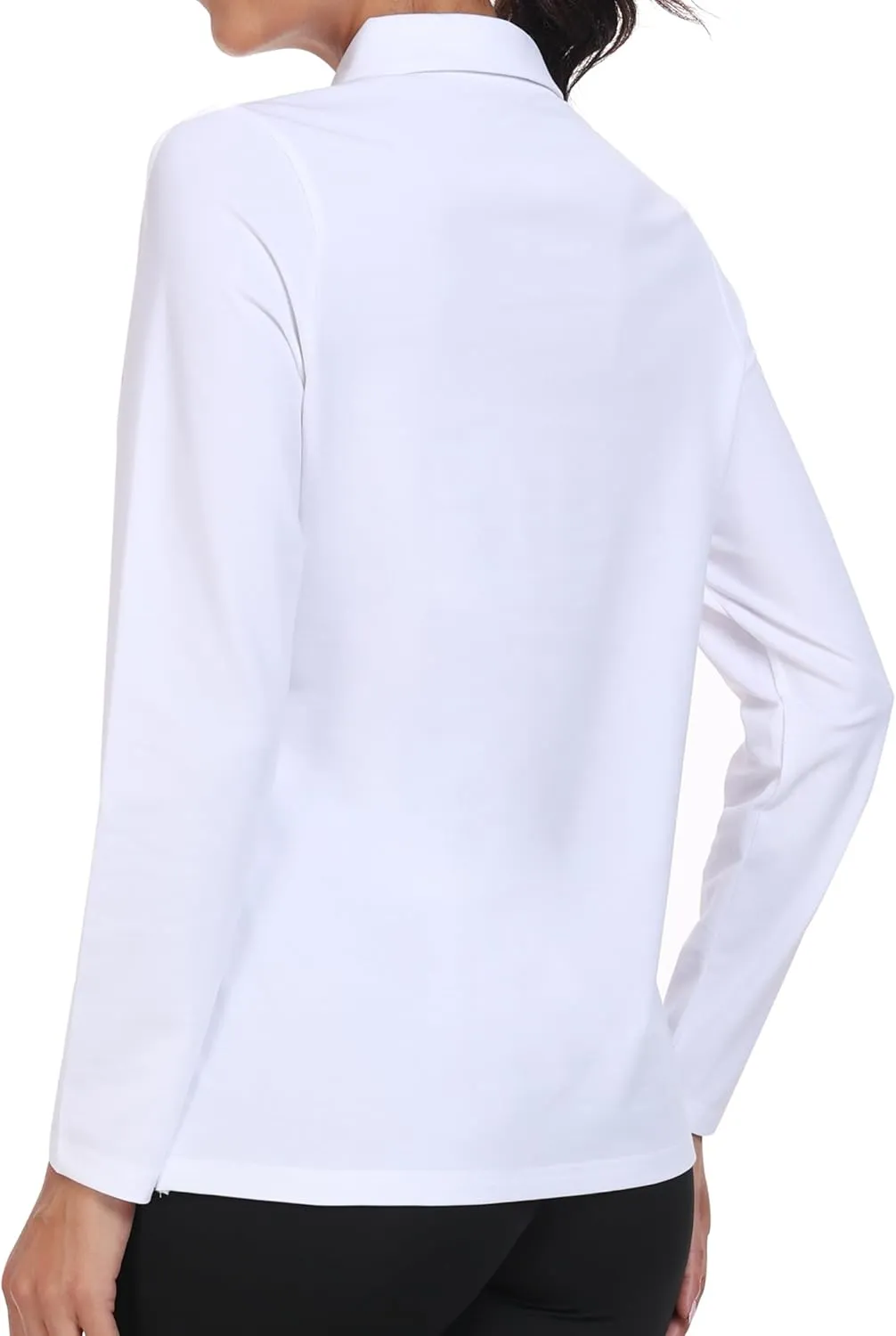 MoFiz Women's Long Sleeve Golf Polo Shirt Zip-Up Quick Dry Activewear Tennis Shirts Athletic Casual Tops with Collar