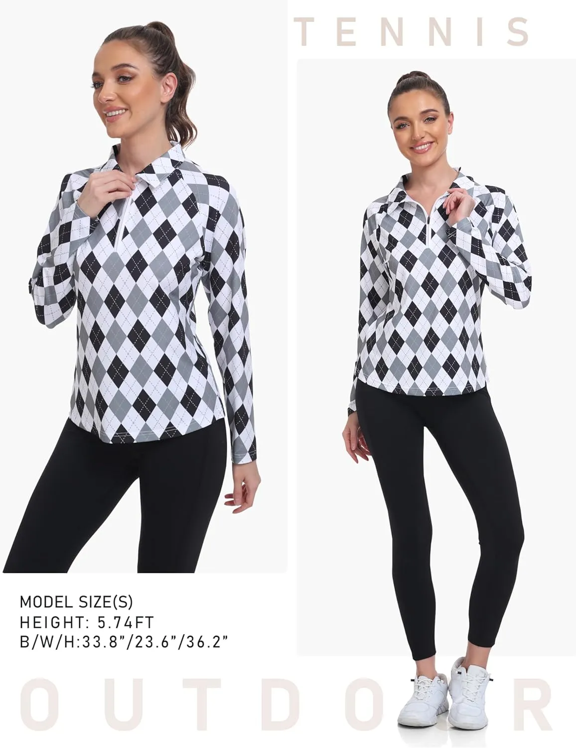 MoFiz Women's Long Sleeve Golf Polo Shirt Zip-Up Quick Dry Activewear Tennis Shirts Athletic Casual Tops with Collar