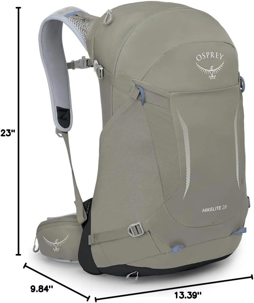 Osprey Hikelite 28L Unisex Hiking Backpack, Tan Concrete, Medium/Large