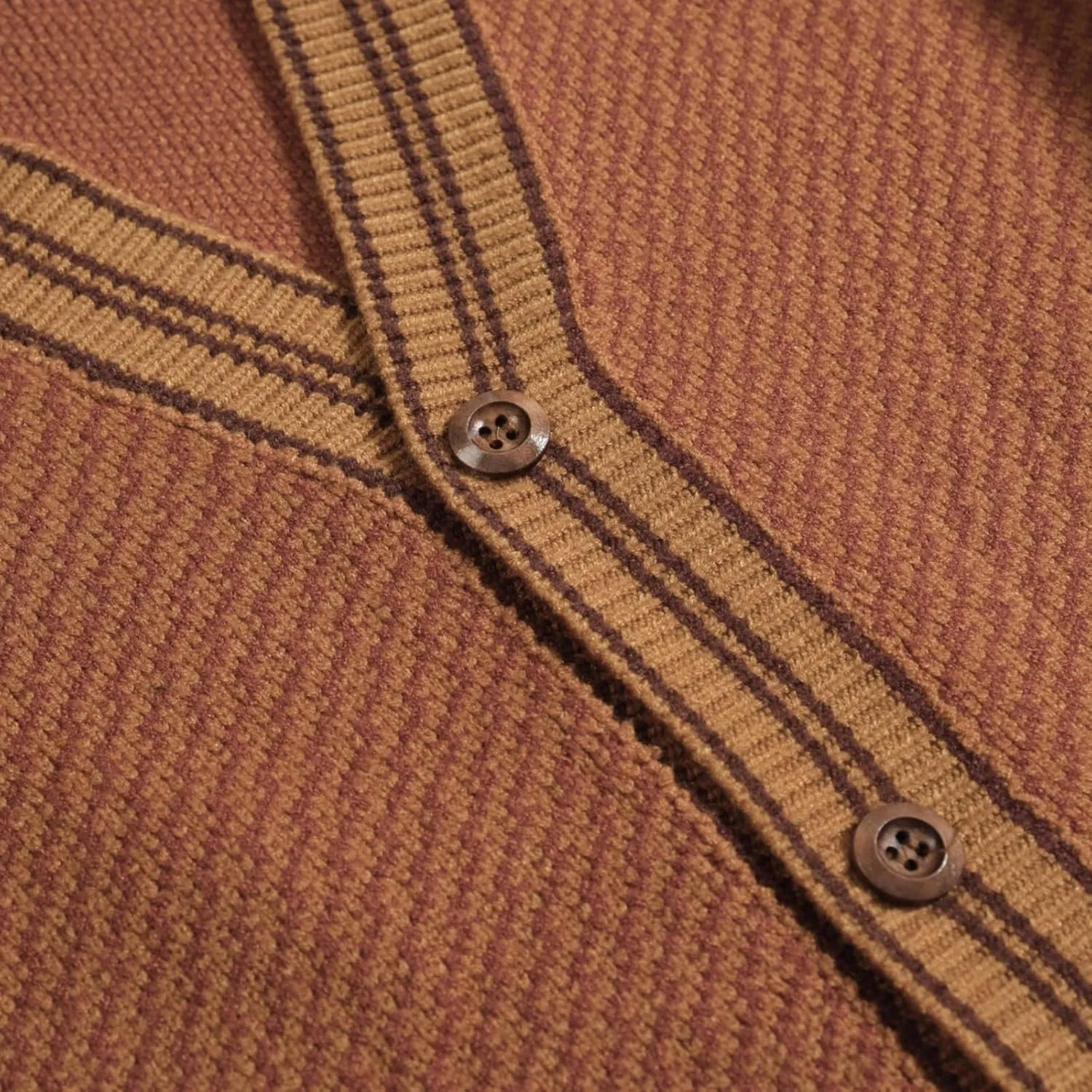 OXKNIT Men's Retro Brown Knitted Cardigan Sweater, 1960s Mod Style Long Sleeve Vintage Casual Tops