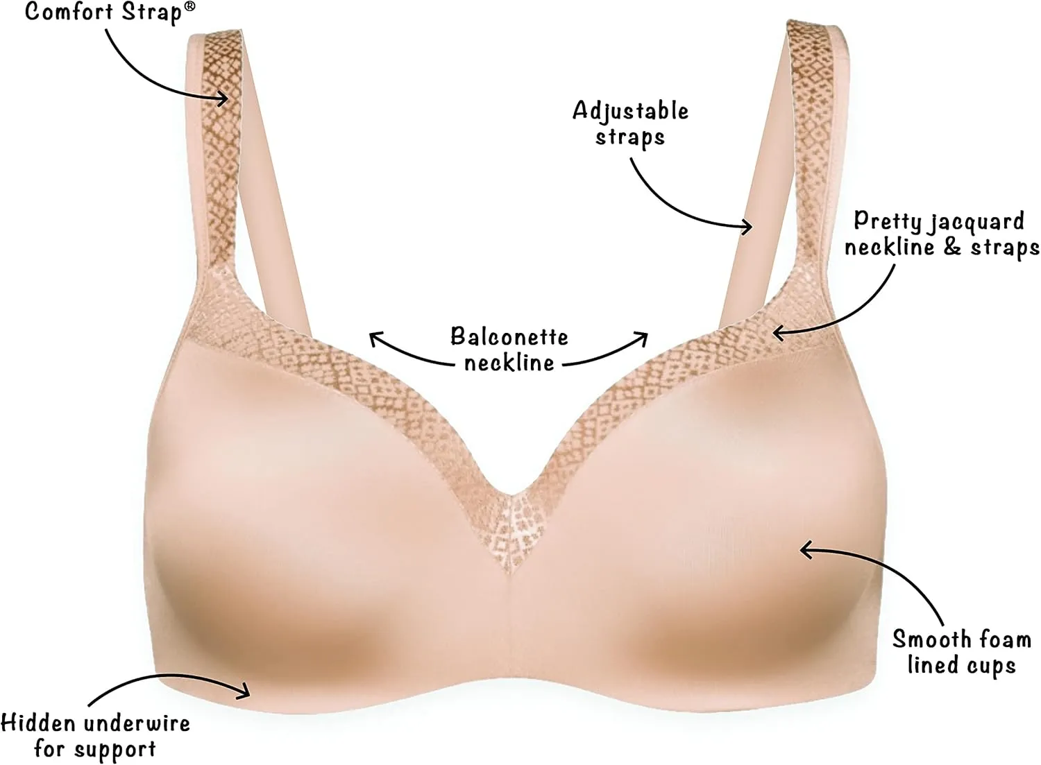 Playtex Women's Secrets Underwire Bra 4823, Full Coverage Balconette T-Shirt Bra for Full Figures