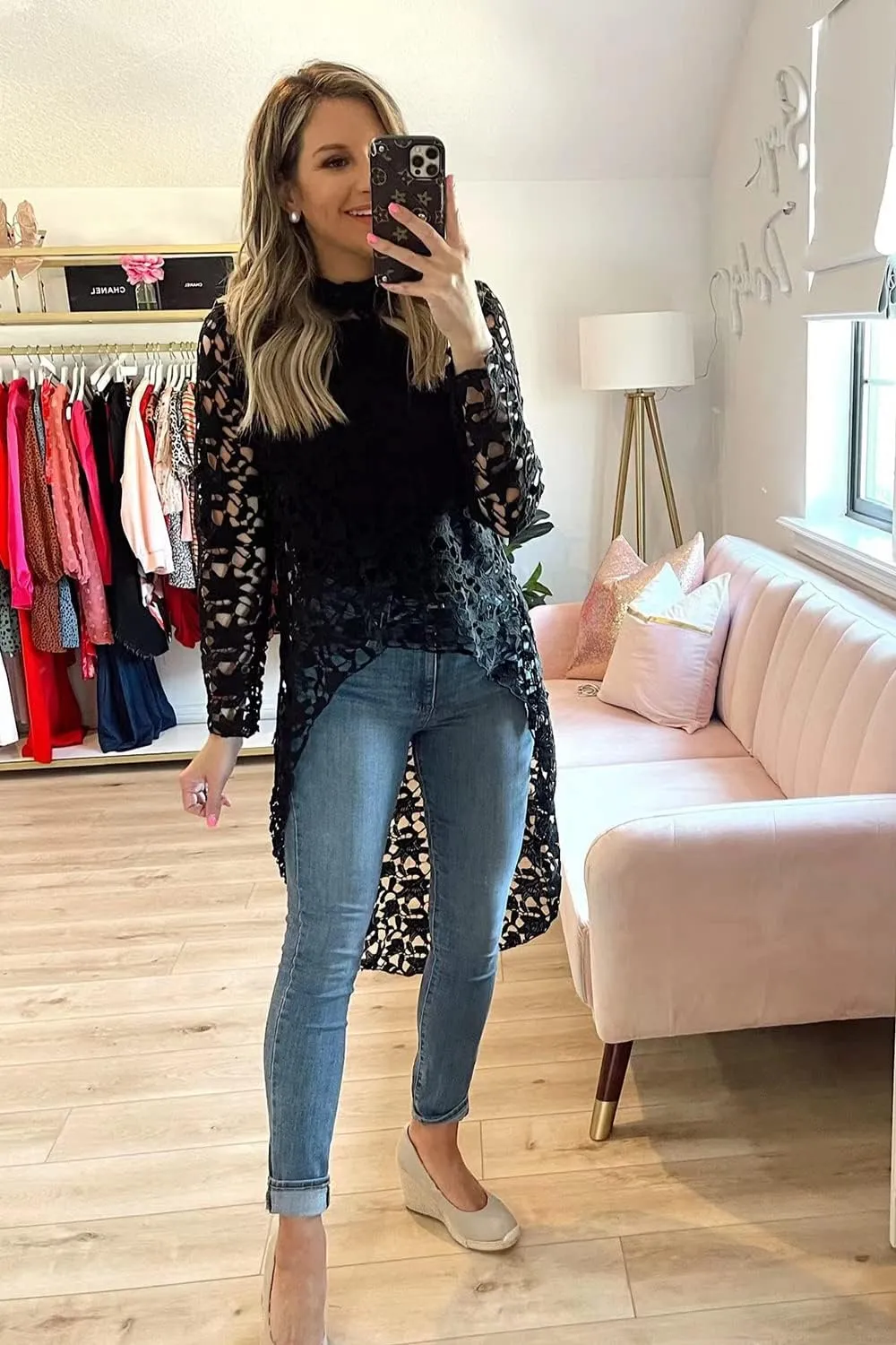 PRETTYGARDEN Women's Long Sleeve Round Neck High Low Asymmetrical Irregular Hem Casual Tops Blouse Shirt Dress
