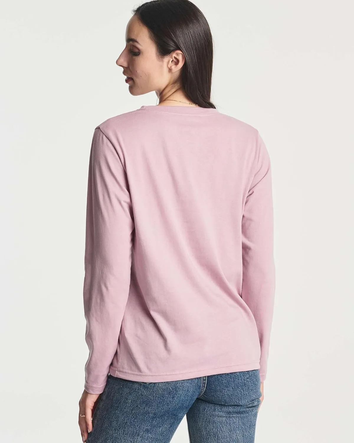 Real Essentials 4 Pack: Women's Cotton Classic-Fit Long-Sleeve Crewneck T-Shirt (Available in Plus Size)