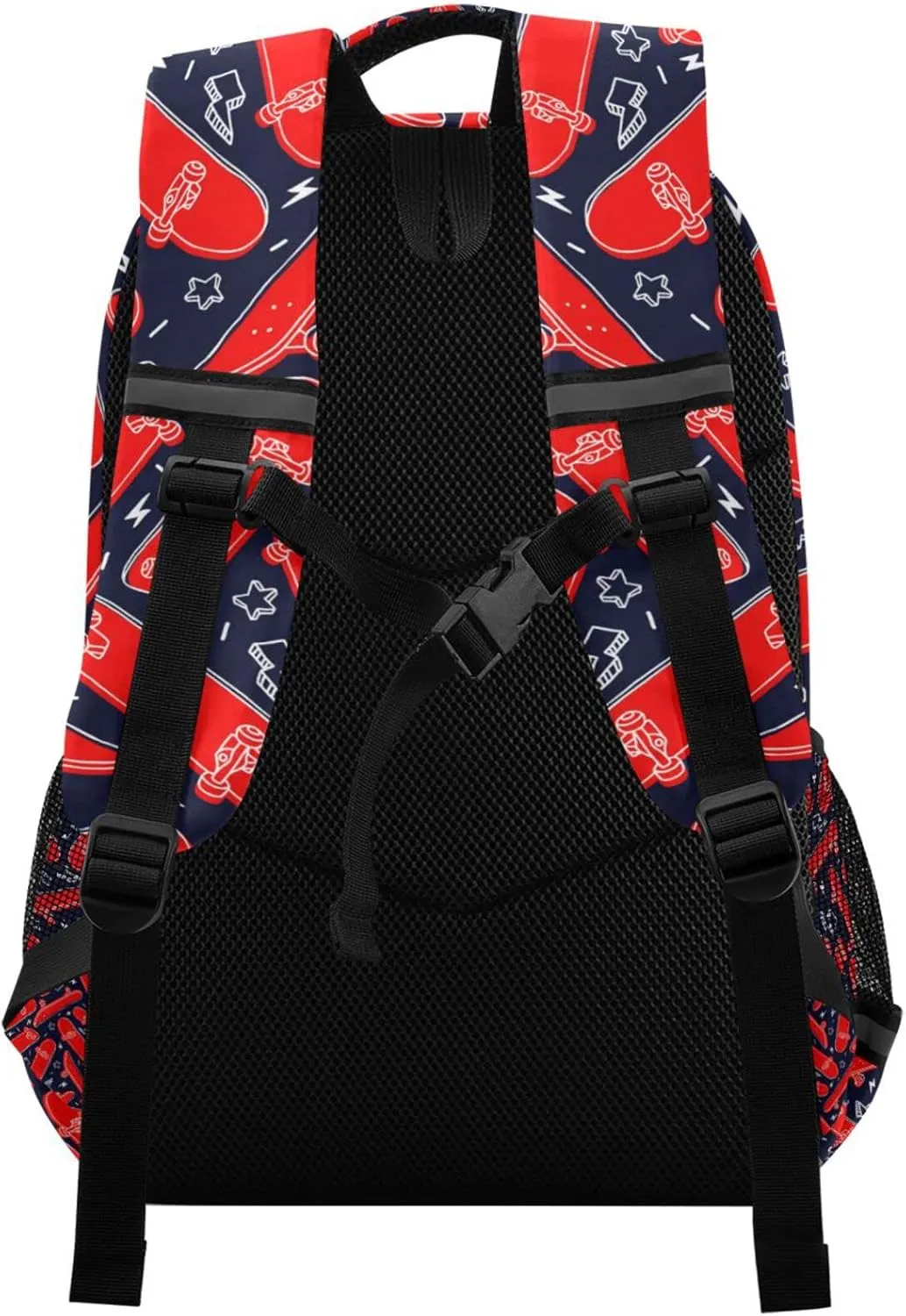 Red Skateboard Backpack for Girls Kids Boys School Bookbags, Student Laptop Backpack Carrying Bag Casual Lightweight Travel Sports Day Packs
