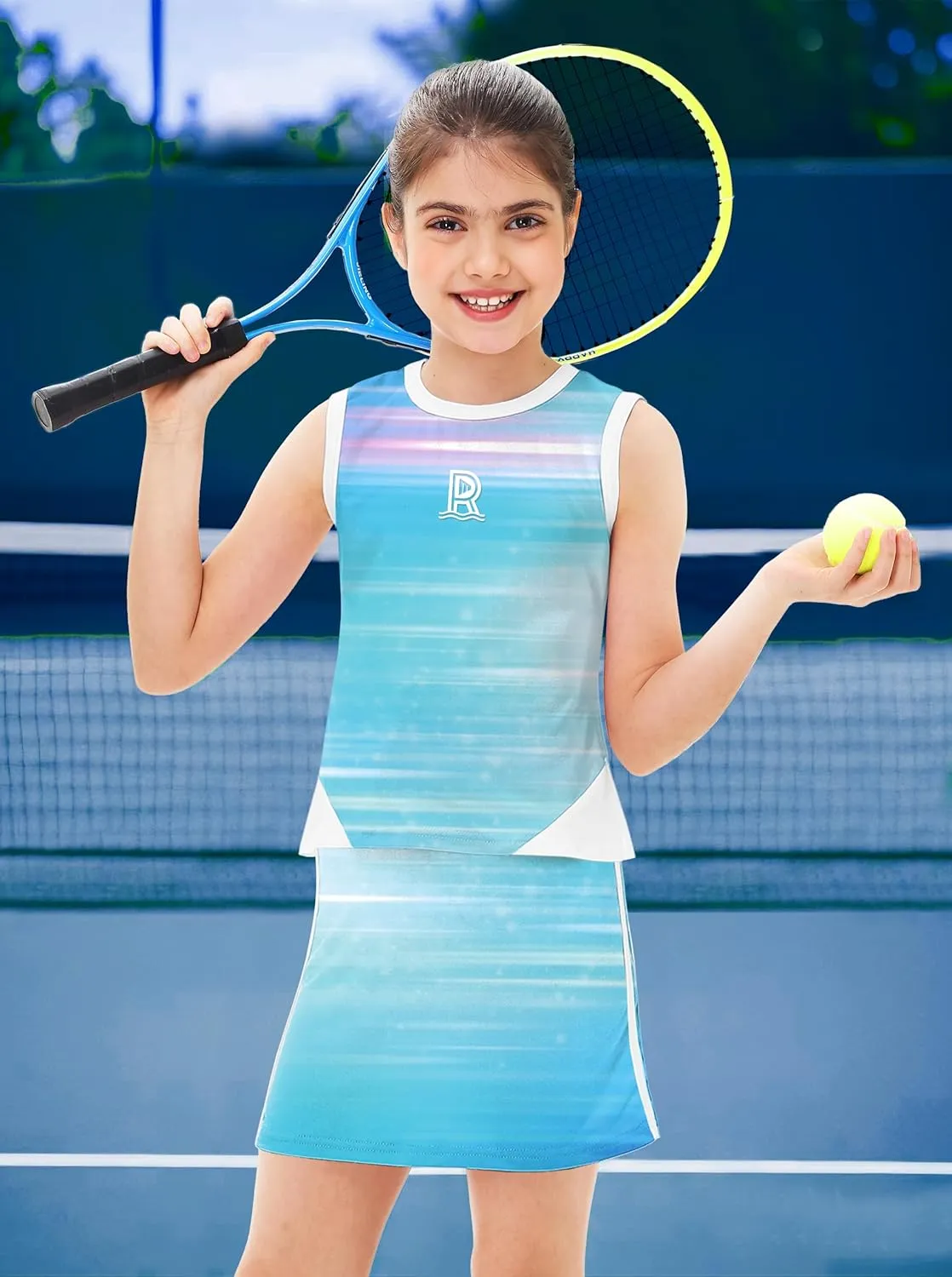 Remimi Girls Tennis Outfits Golf Tank Top and Skirt with Shorts 4-12 Years
