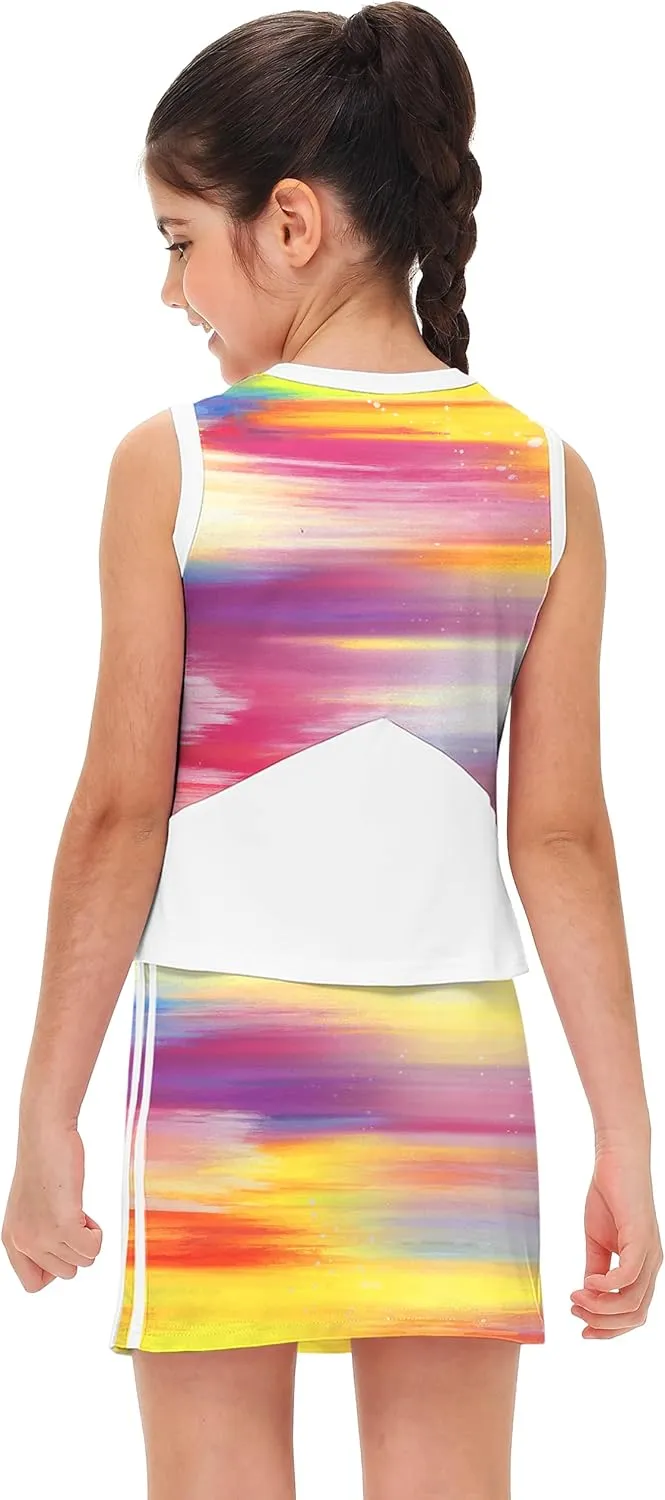 Remimi Girls Tennis Outfits Golf Tank Top and Skirt with Shorts 4-12 Years