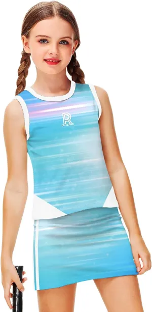 Remimi Girls Tennis Outfits Golf Tank Top and Skirt with Shorts 4-12 Years