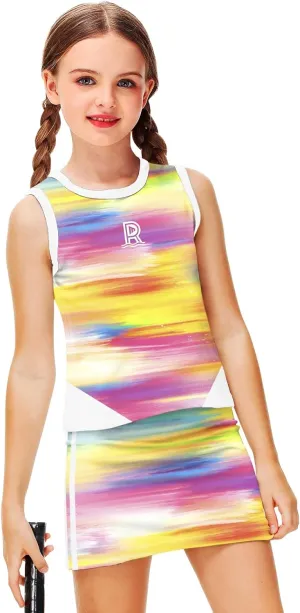 Remimi Girls Tennis Outfits Golf Tank Top and Skirt with Shorts 4-12 Years