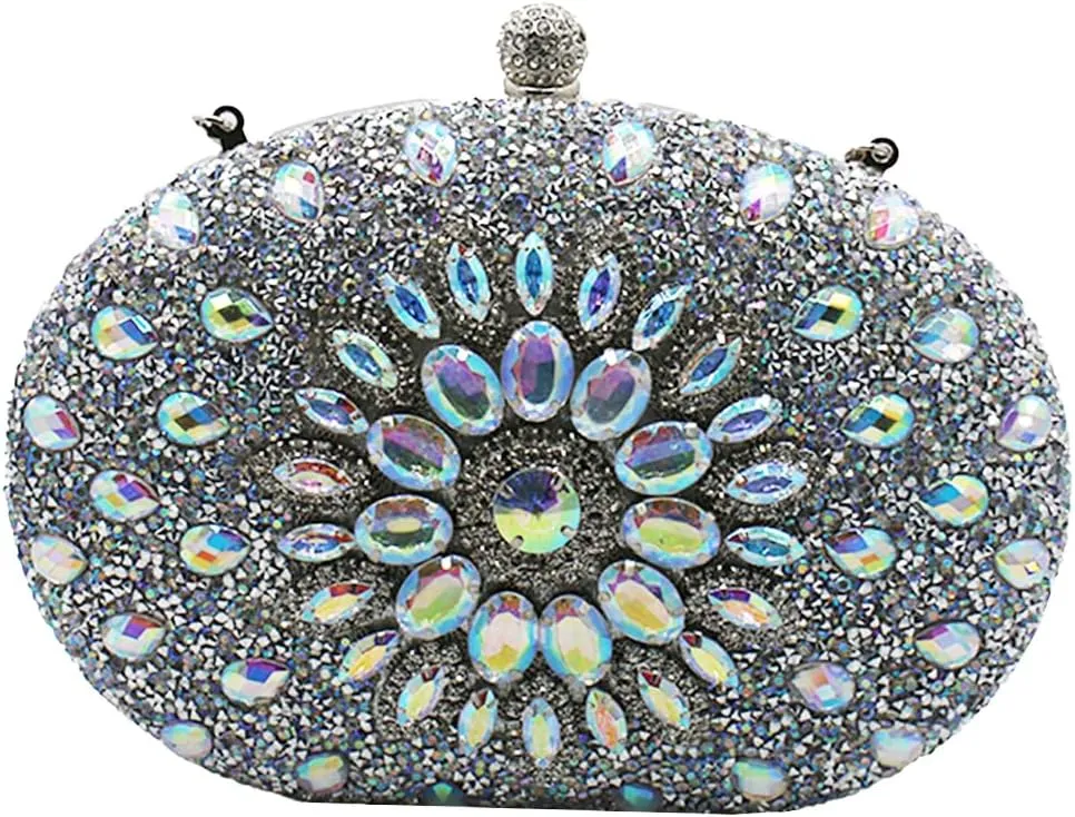 Rhinestone Evening Purses for Women Crystal Diamond Glitter Sparkly Handbag Elegant Shoulder Clutch