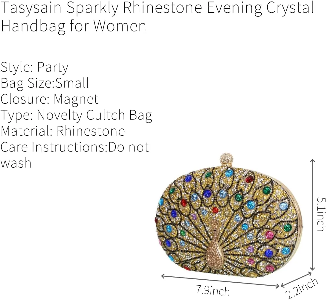 Rhinestone Evening Purses for Women Crystal Diamond Glitter Sparkly Handbag Elegant Shoulder Clutch