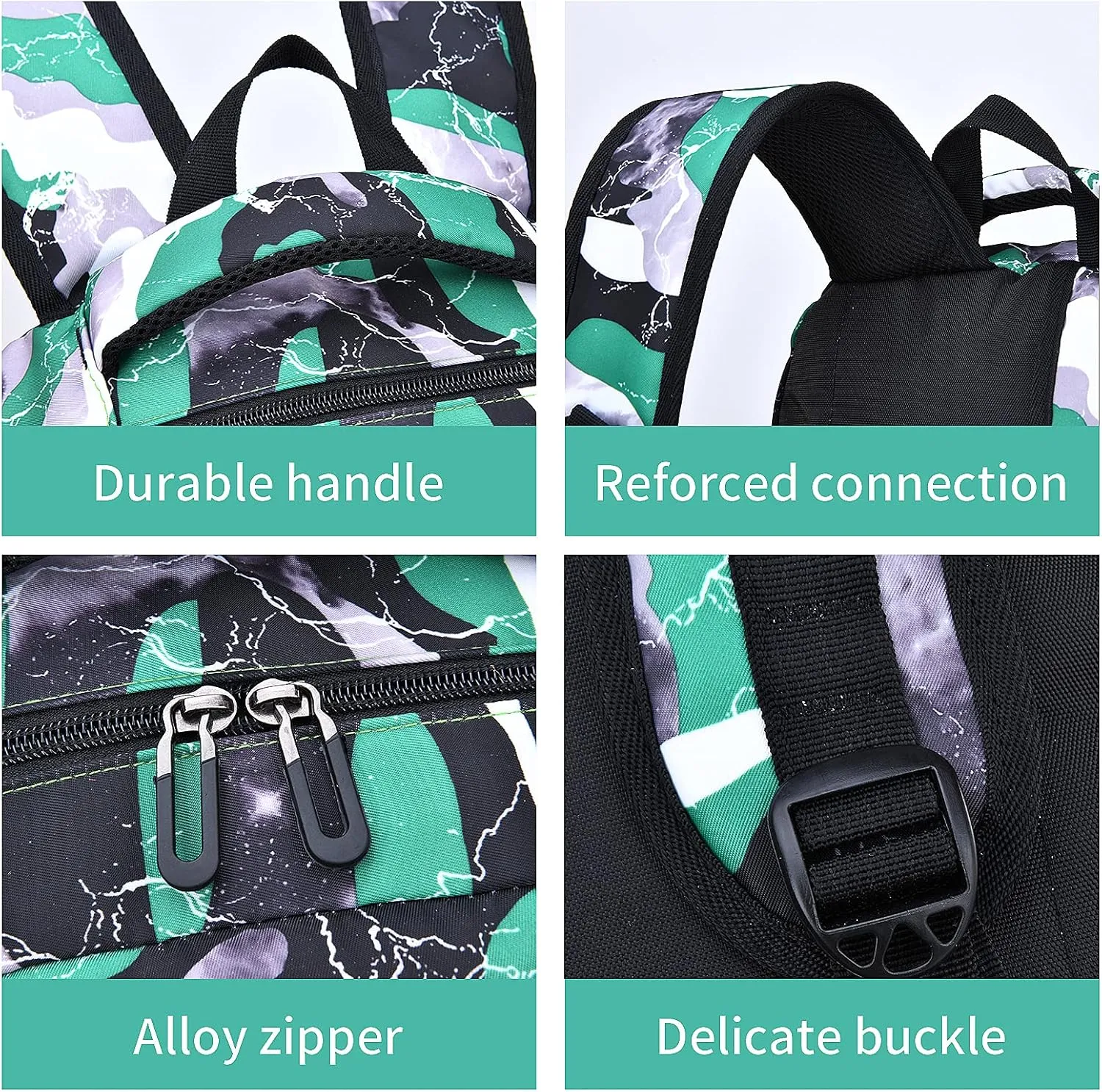 School Backpack Lunch Box Set Water Repellent Casual Daypack Lightweight Bookbags for Kids (FX Camo Green)