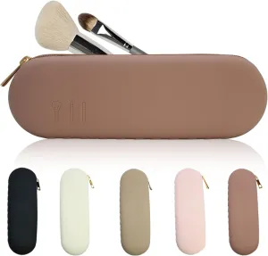 Silicone Makeup Brush Holder,Waterproof Travel Toiletry Bag,Large Capacity Powder Brush Holder,Soft Makeup Brush Pouch,Women Makeup Accessories Organizer,Cosmetic Storage Bag Make Up Brushes