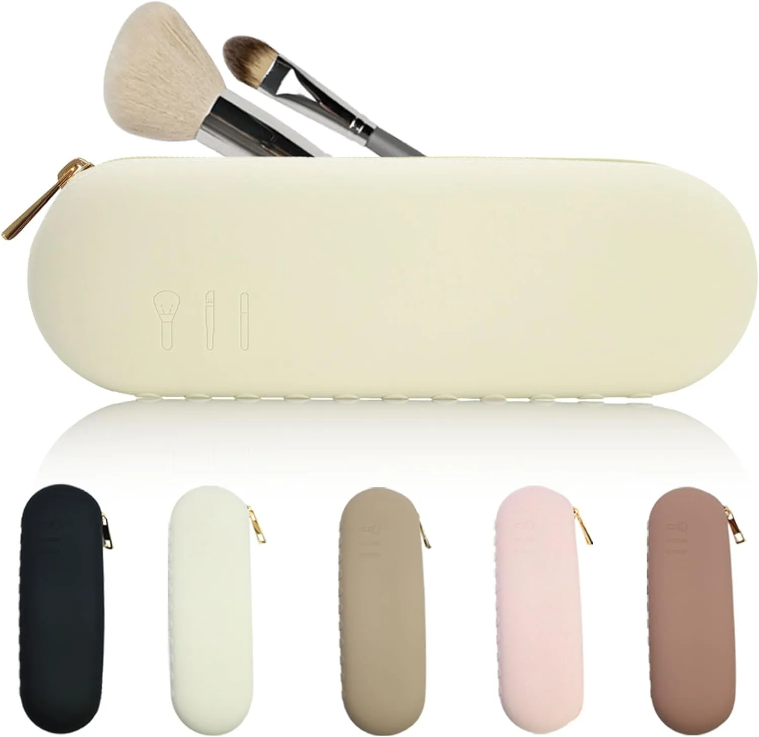 Silicone Makeup Brush Holder,Waterproof Travel Toiletry Bag,Large Capacity Powder Brush Holder,Soft Makeup Brush Pouch,Women Makeup Accessories Organizer,Cosmetic Storage Bag Make Up Brushes