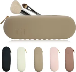 Silicone Makeup Brush Holder,Waterproof Travel Toiletry Bag,Large Capacity Powder Brush Holder,Soft Makeup Brush Pouch,Women Makeup Accessories Organizer,Cosmetic Storage Bag Make Up Brushes