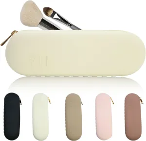 Silicone Makeup Brush Holder,Waterproof Travel Toiletry Bag,Large Capacity Powder Brush Holder,Soft Makeup Brush Pouch,Women Makeup Accessories Organizer,Cosmetic Storage Bag Make Up Brushes