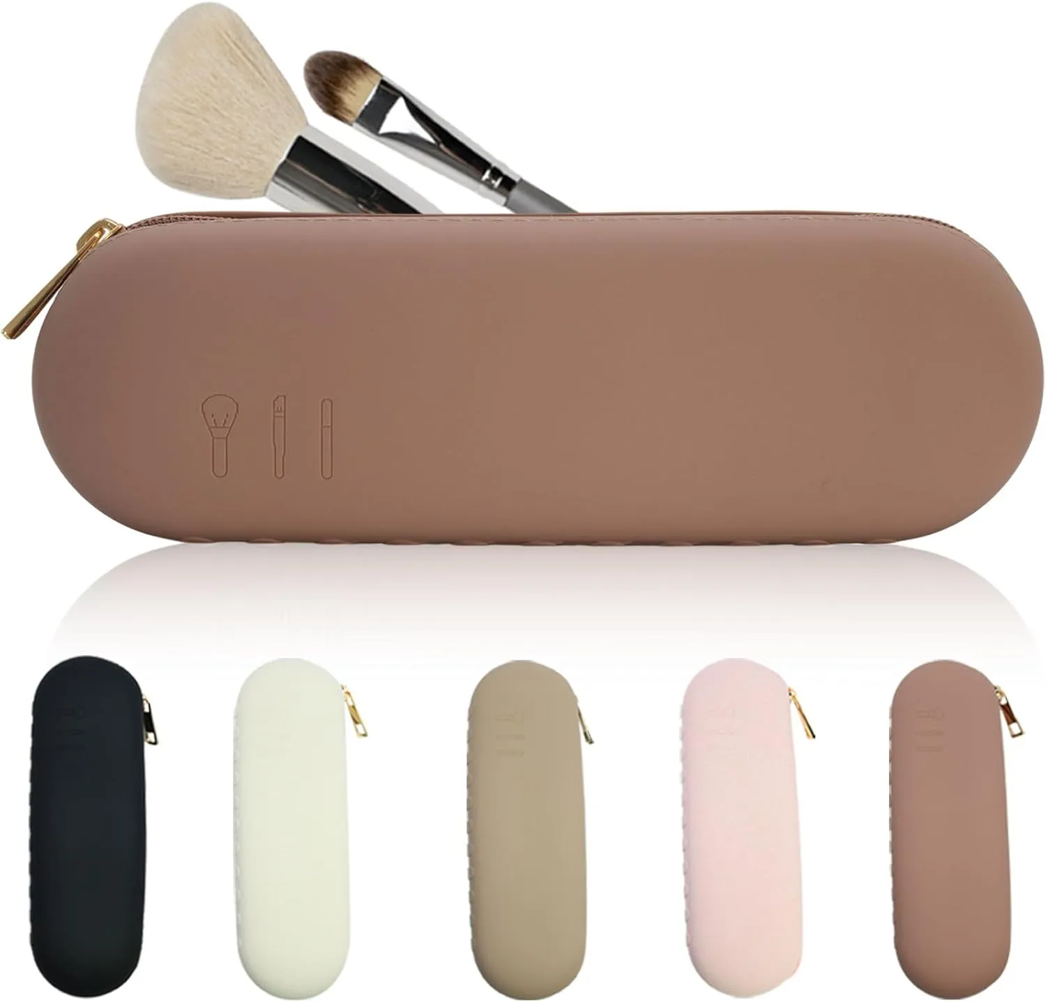 Silicone Makeup Brush Holder,Waterproof Travel Toiletry Bag,Large Capacity Powder Brush Holder,Soft Makeup Brush Pouch,Women Makeup Accessories Organizer,Cosmetic Storage Bag Make Up Brushes