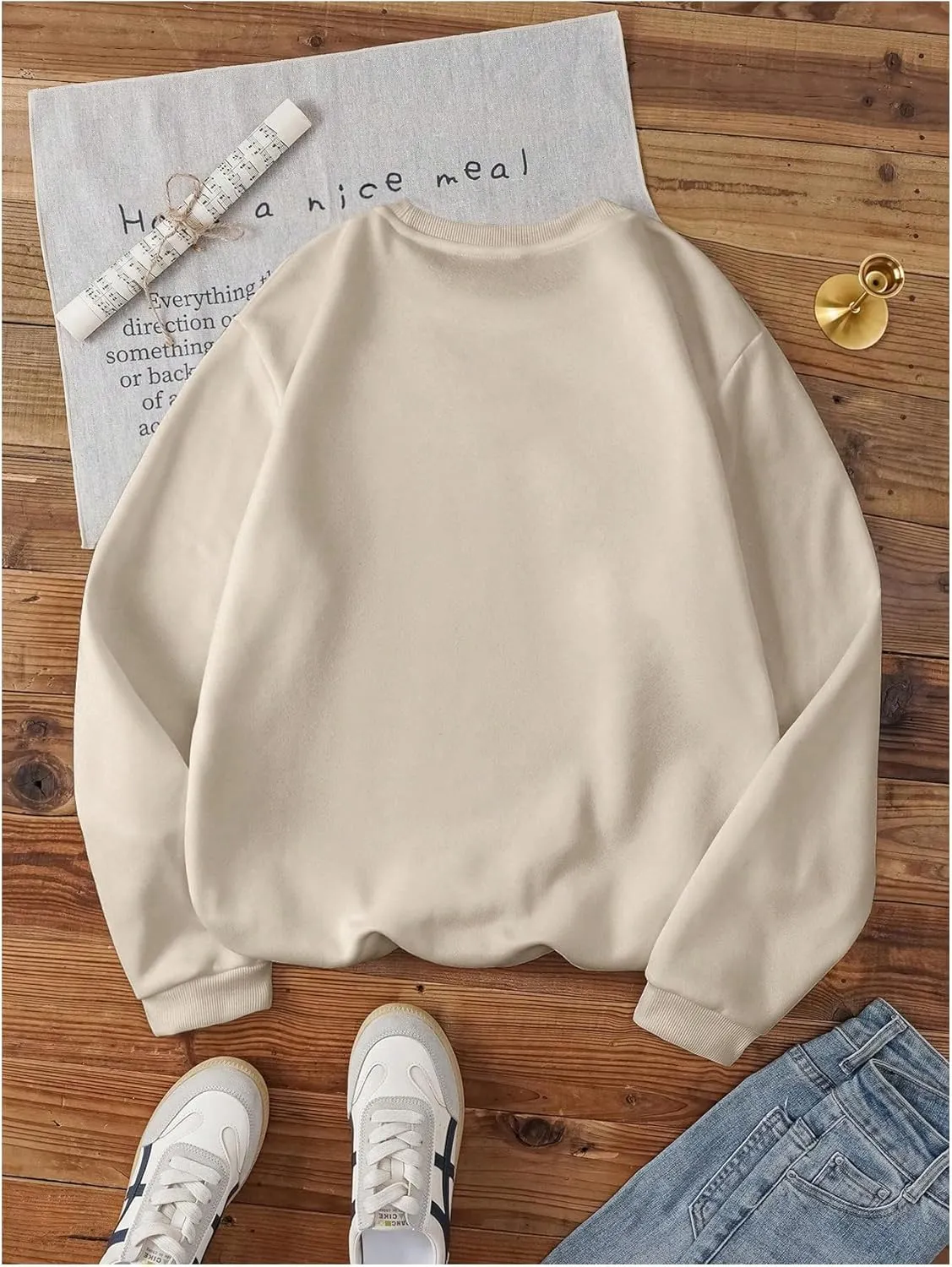 SOLY HUX Women's Crewneck Graphic Sweatshirts Long Sleeve Oversized Loose Fit Shirts Drop Shoulder Pullover Casual Tops