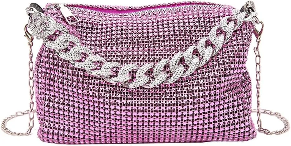 Solyinne Glitter Shoulder Bag for Women Clutch Bag Underarm Bag Rhinestone Crossbody Bag Evening Bag for Wedding Party Club