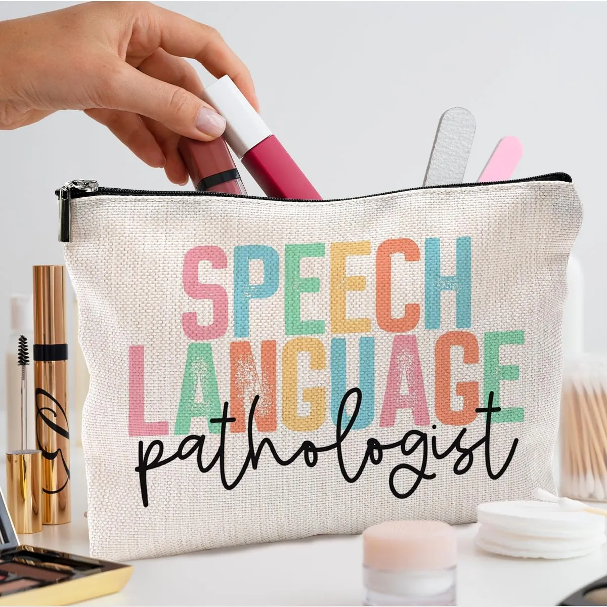 Speech Language Pathologist Gifts Makeup Bag for Women, SLP Gifts for Speech Language Pathologist, Speech Therapist Gifts, LP Appreciation Gifts, Speech Therapy Makeup Cosmetic Bag for Purse