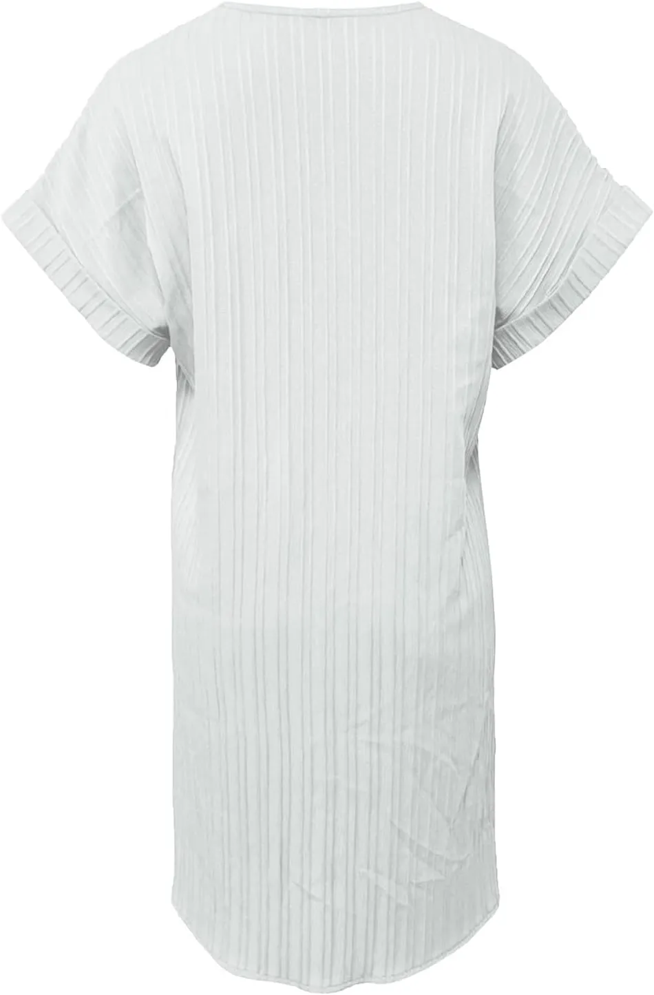 Summer Dresses for Women 2025 Trendy Short Sleeve Mini Dress Casual Button V Neck Ribbed Loose T Shirt Dresses