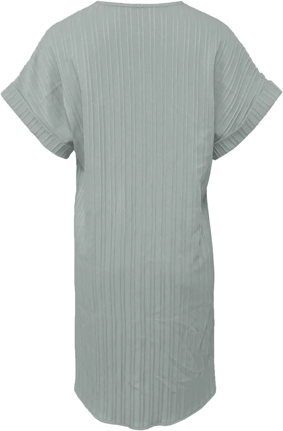 Summer Dresses for Women 2025 Trendy Short Sleeve Mini Dress Casual Button V Neck Ribbed Loose T Shirt Dresses