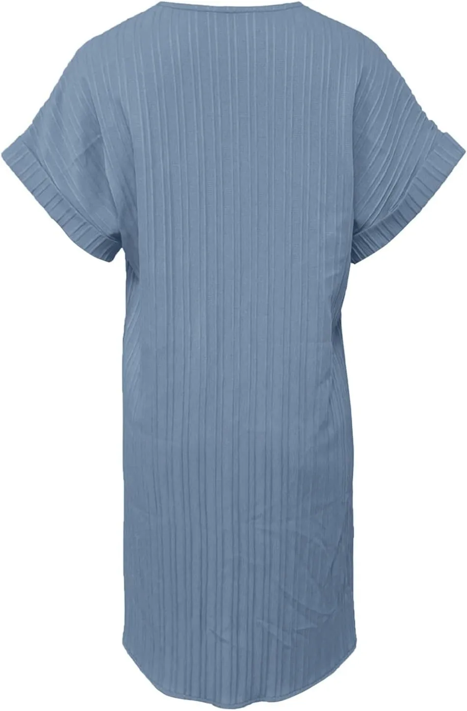 Summer Dresses for Women 2025 Trendy Short Sleeve Mini Dress Casual Button V Neck Ribbed Loose T Shirt Dresses