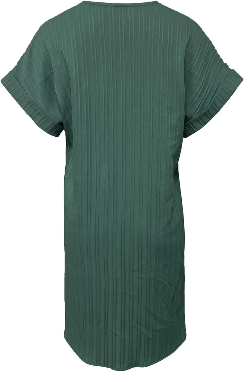Summer Dresses for Women 2025 Trendy Short Sleeve Mini Dress Casual Button V Neck Ribbed Loose T Shirt Dresses
