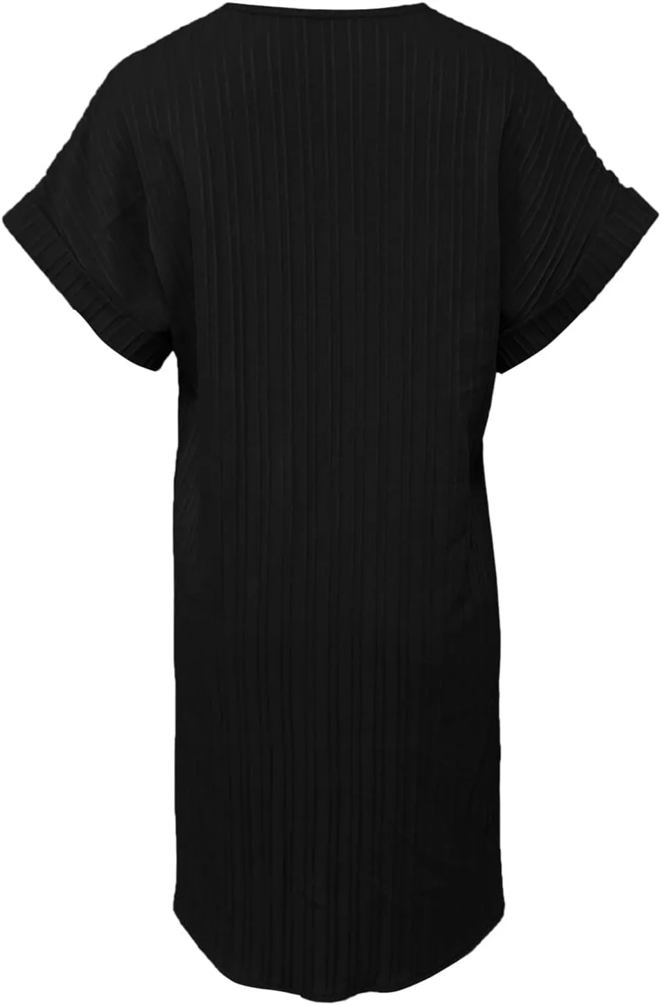 Summer Dresses for Women 2025 Trendy Short Sleeve Mini Dress Casual Button V Neck Ribbed Loose T Shirt Dresses