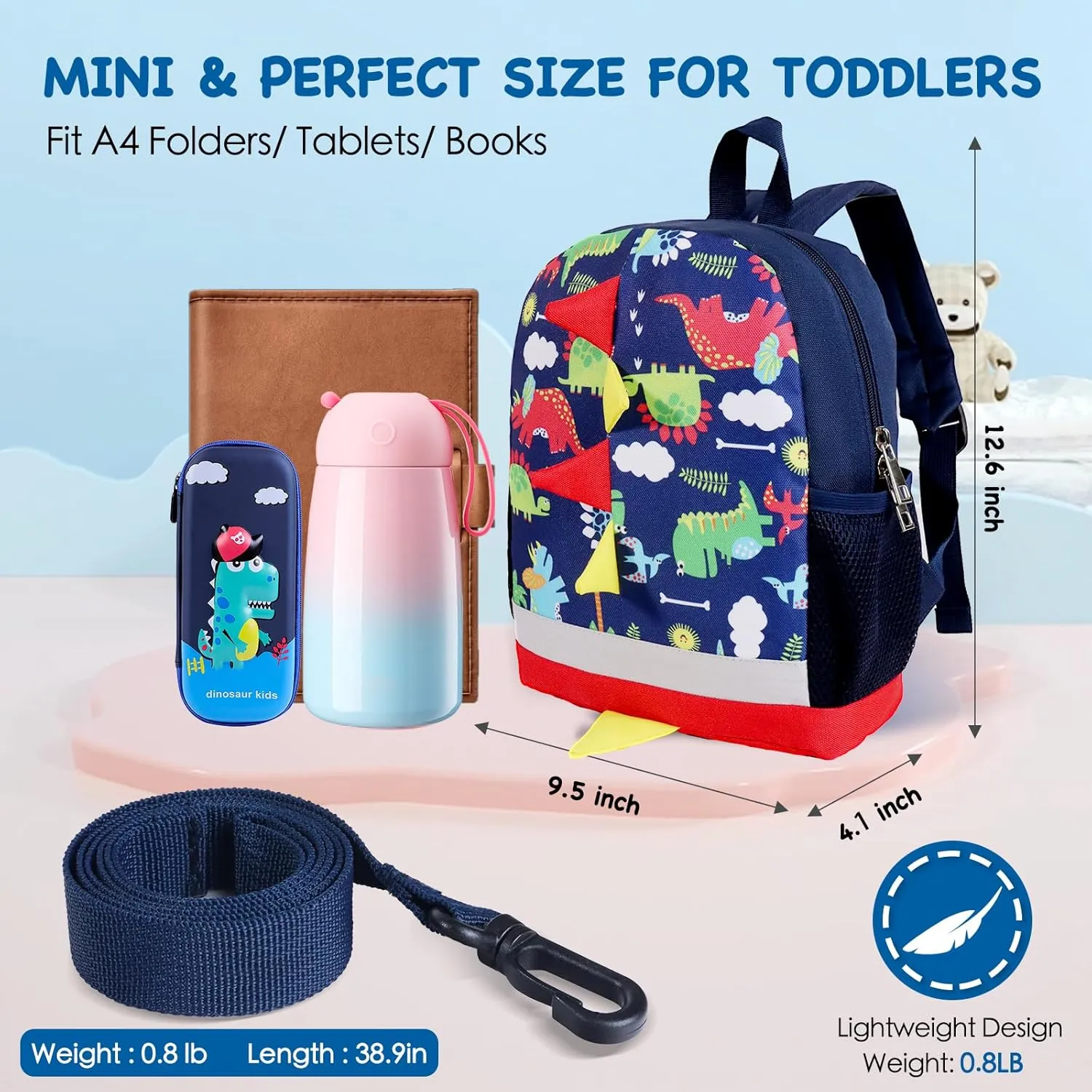 Toddler Backpack Boy Kids Backpack with Safety Leash Cute Dinosaur Backpack for Preschool Pre K Baby Daycare Bag Schoolbag