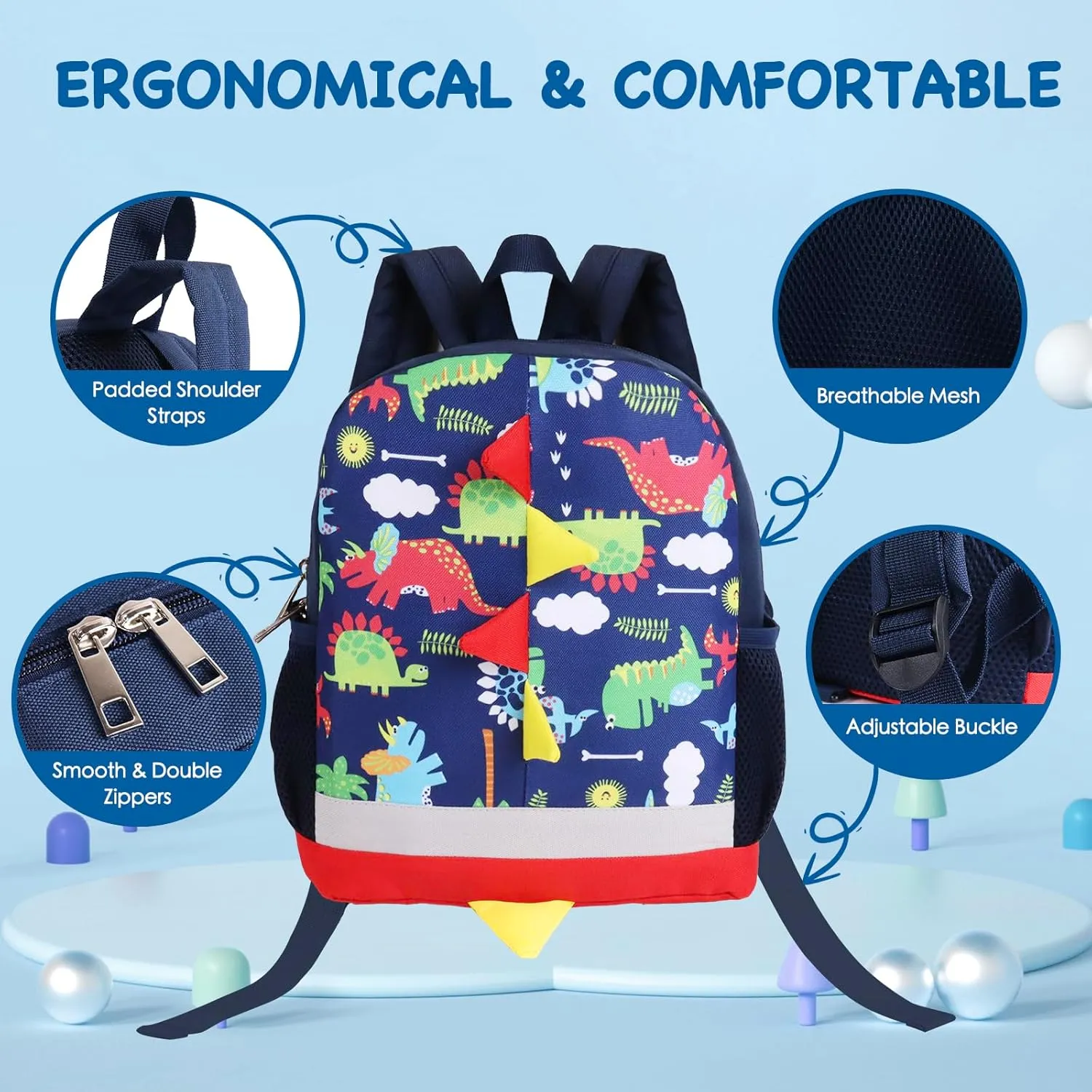 Toddler Backpack Boy Kids Backpack with Safety Leash Cute Dinosaur Backpack for Preschool Pre K Baby Daycare Bag Schoolbag