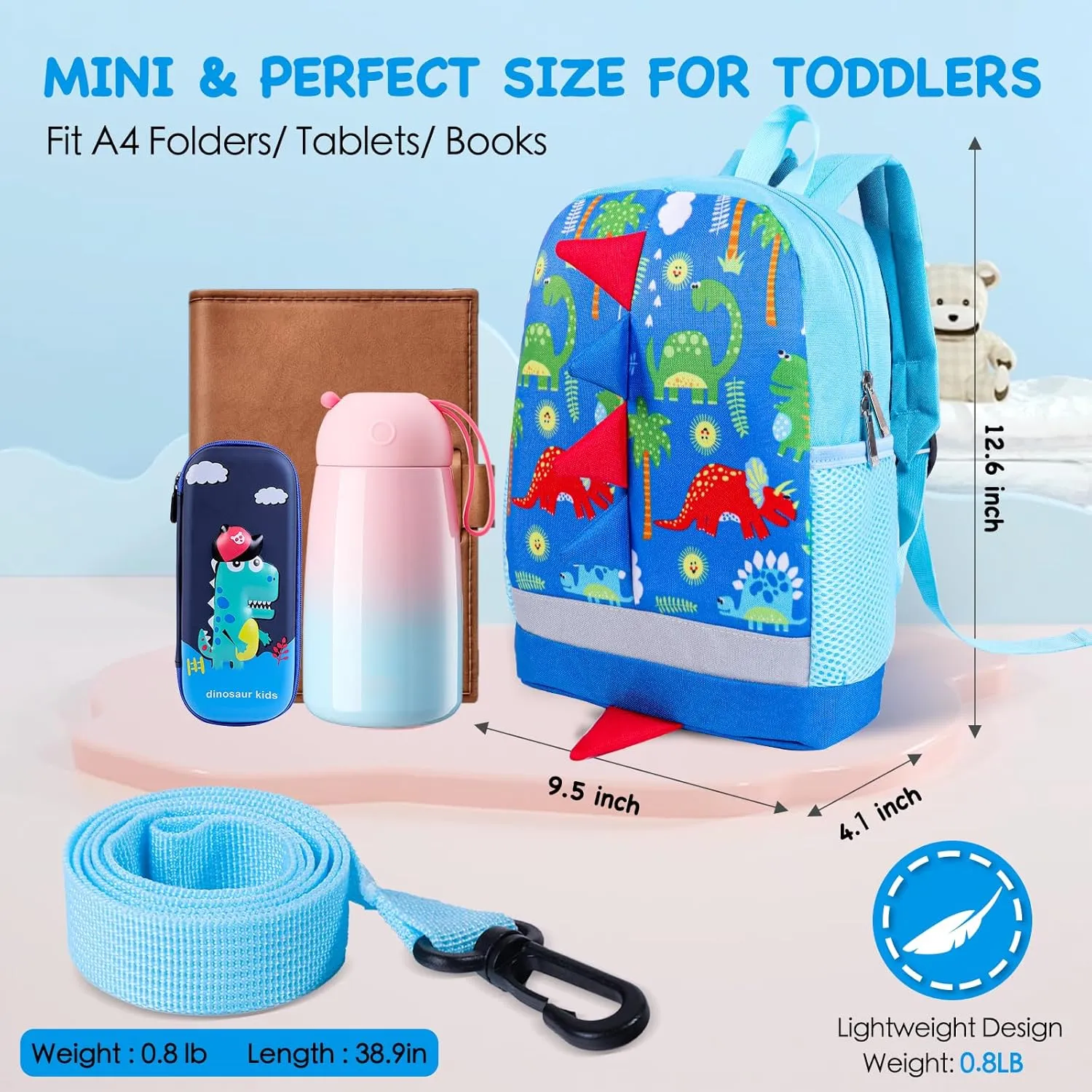 Toddler Backpack Boy with Safety Rope Cute Mini Dinosaur Backpack for Boys Baby Daycare Bag Schoolbag Boys
