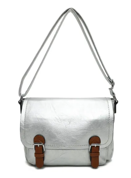 Two buckle messenger cross body bag